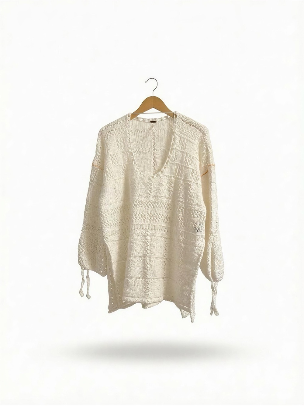 Women’s Free People White Crochet Coverup Sweater Size M